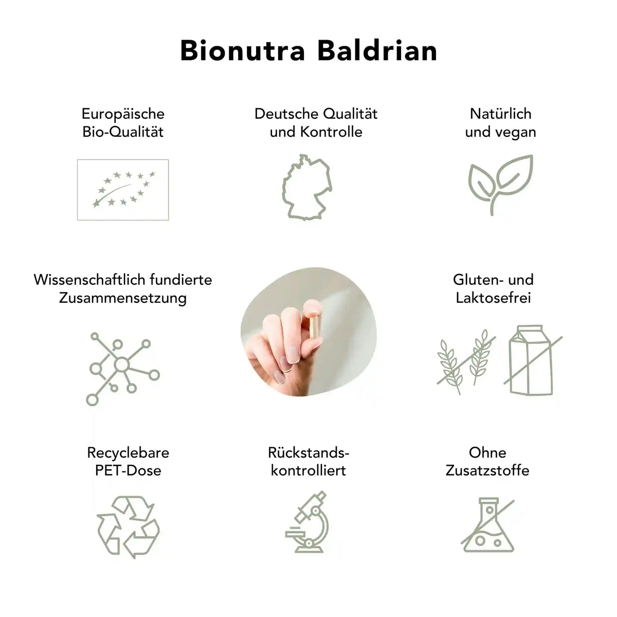 Baldrian Kapseln: bio, vegan, rueckstandskontroliert, ohne Zusatzstoffe, Gluten und Laktosefrei