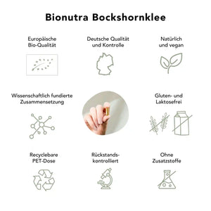 Bockshornklee Kapseln: bio, vegan, rueckstandskontroliert, ohne Zusatzstoffe, Gluten und Laktosefrei