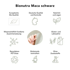 Maca schwarz Kapseln: bio, vegan, rueckstandskontroliert, ohne Zusatzstoffe, Gluten und Laktosefrei