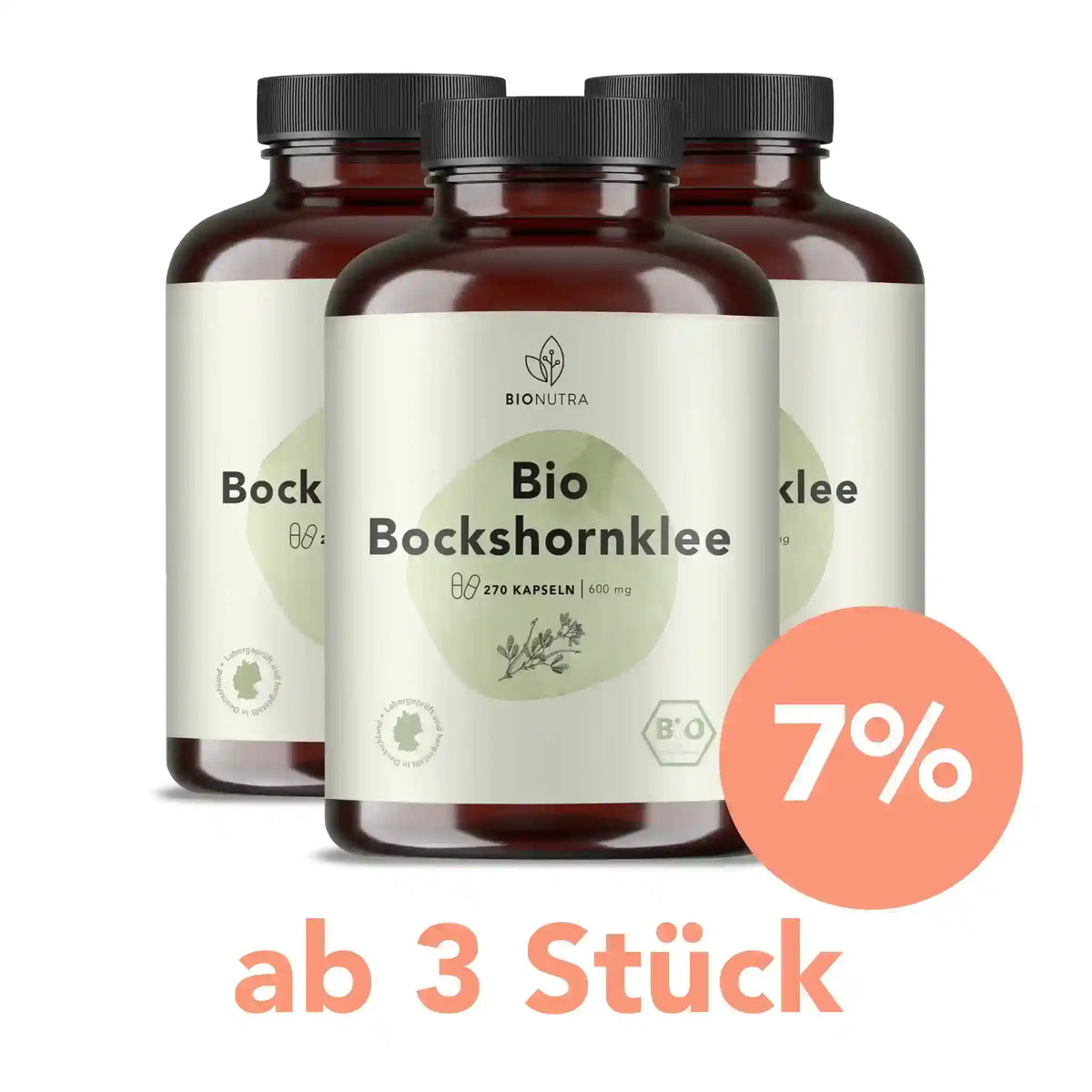 bio bockshornklee Kapseln – 3er-Vorratspackung à 270 Stück mit 7 % Rabatt ab 3 Stück, vegan und hochdosiert