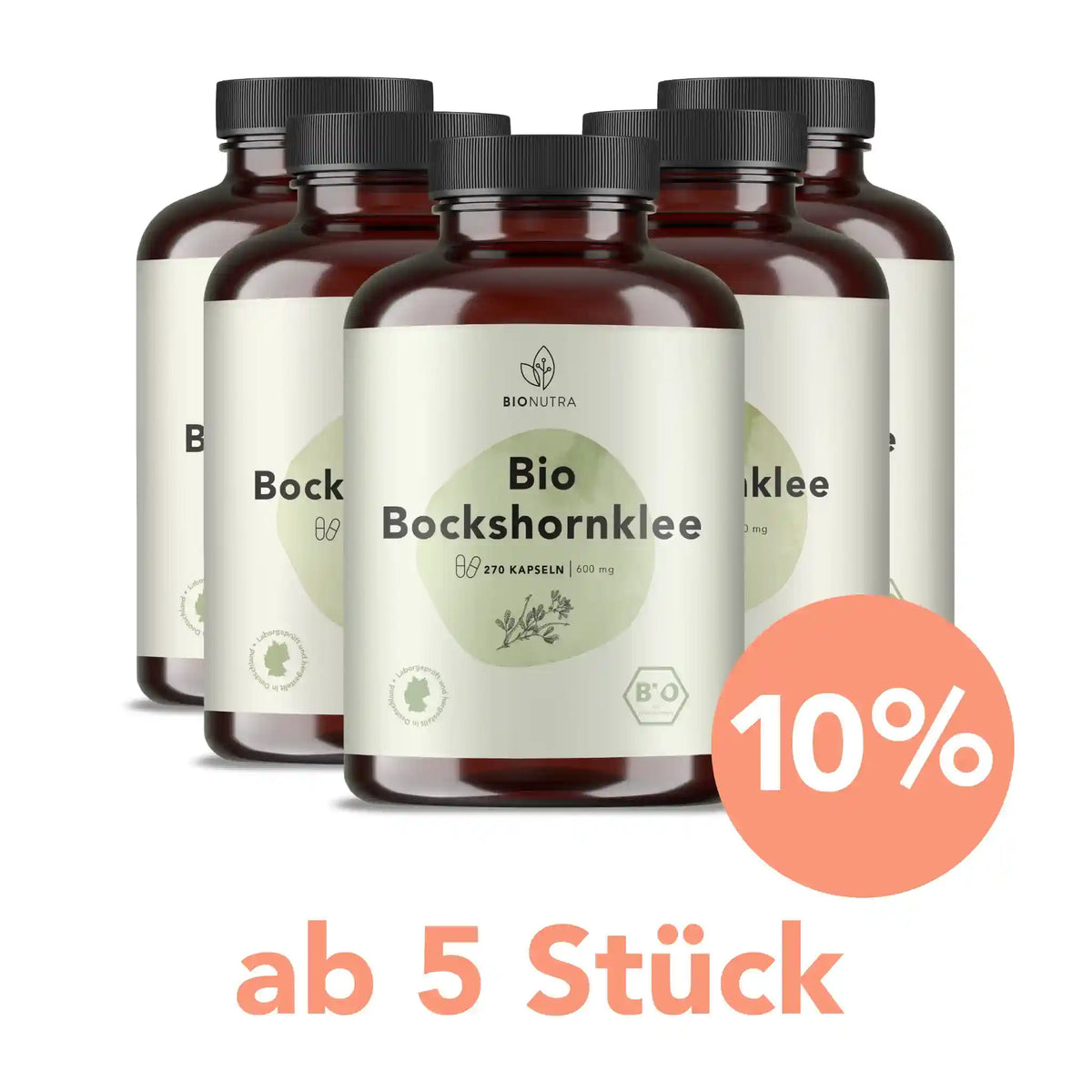 bio bockshornkleeKapseln – 5er-Vorratspackung à 270 Stück mit 10 % Rabatt ab 5 Stück, vegan und hochdosiert