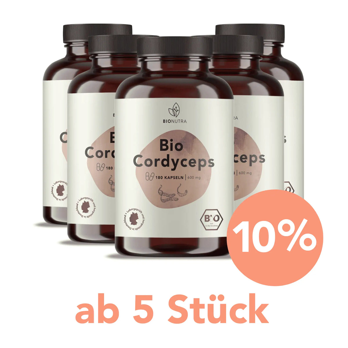 Cordyceps Kapseln – 5er-Vorratspackung à 180 Stück mit 10 % Rabatt ab 5 Stück, vegan und hochdosiert