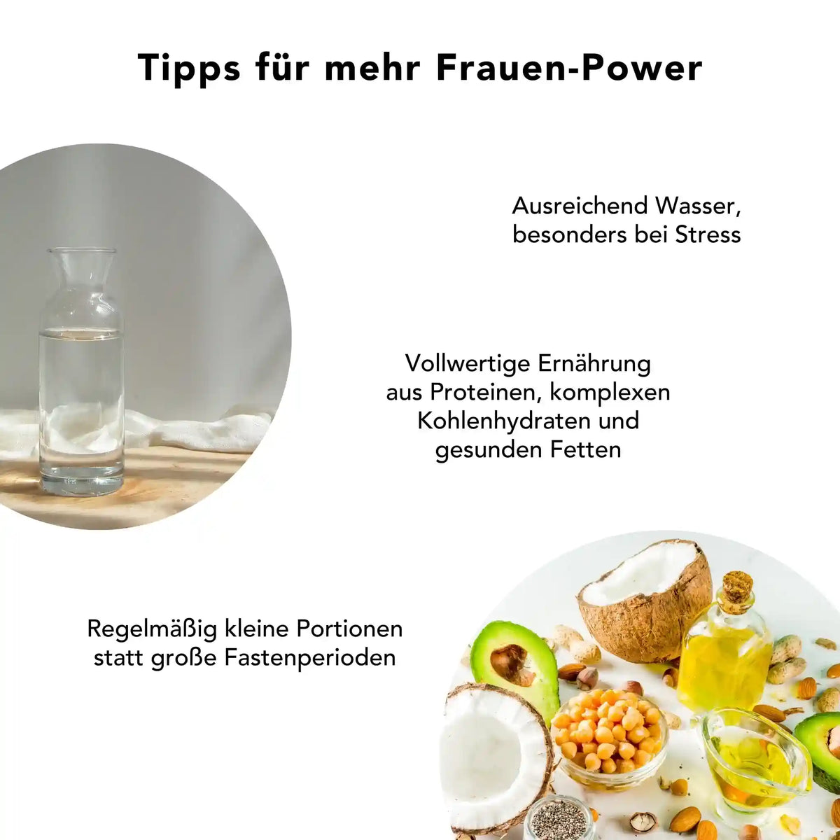 Wasserkrug und gesunde Lebensmittel wie Wasserkrug und gesunde Lebensmittel wie Avocado, Kokosnuss und Nuesse – mit Ernaehrungstipps fuer hormonelle Balance, Energie und Wohlbefinden, passend zu Maca Rot KapselnAvocado, Kokosnuss und Nuesse – mit Ernaehrungstipps fuer hormonelle Balance, Energie und Wohlbefinden, passend zu Maca Rot Kapseln
