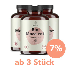 bio maca rot Kapseln – 3er-Vorratspackung à 270 Stück mit 7 % Rabatt ab 3 Stück, vegan und hochdosiert