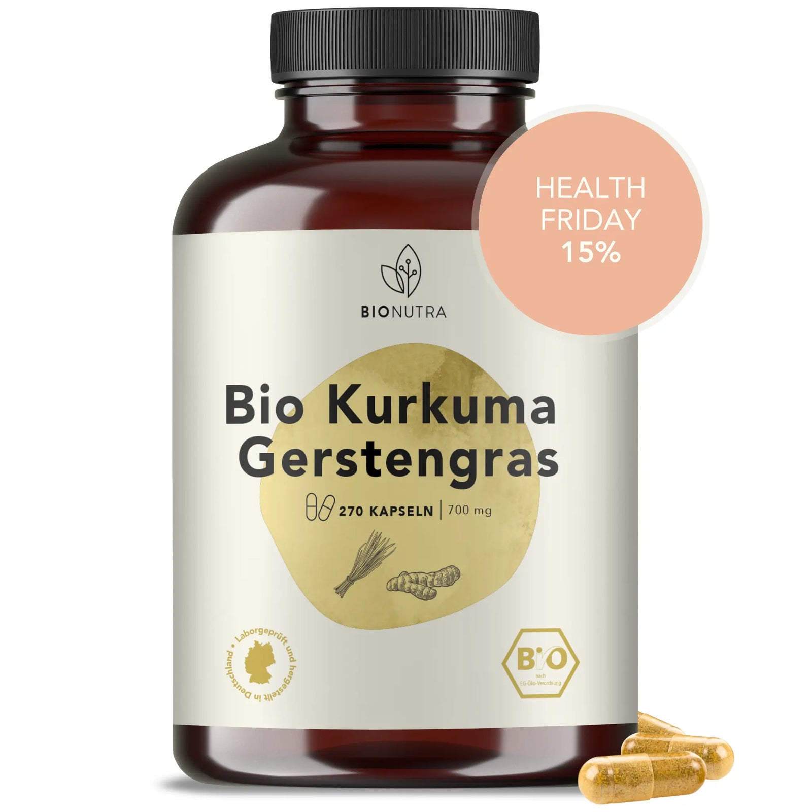 Bio Kurkuma Gerstengras Kapseln