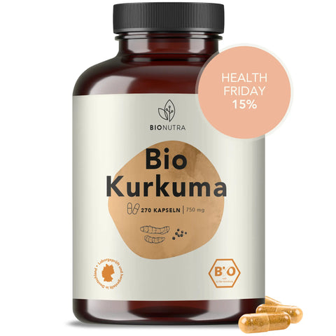 Bio Kurkuma-Kapseln mit schwarzem Pfeffer