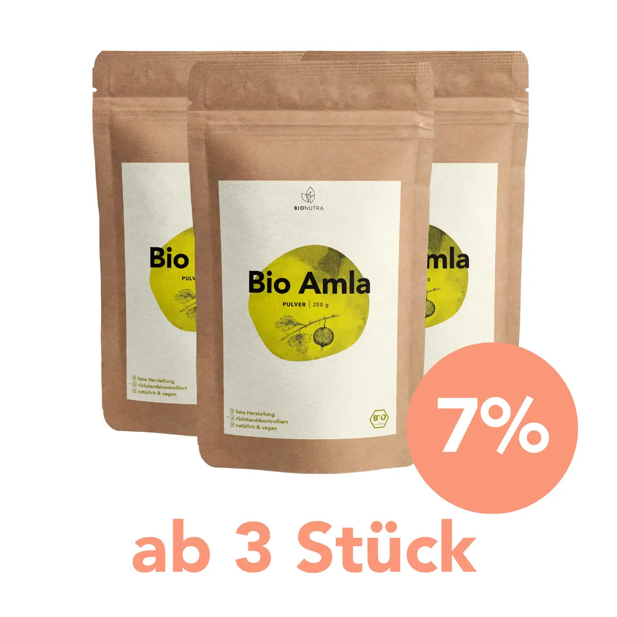 bio amla pulver – 3er-Vorratspackung à 250 g mit 7 % Rabatt ab 3 Stück, vegan und Ohne Zusatzstoffe