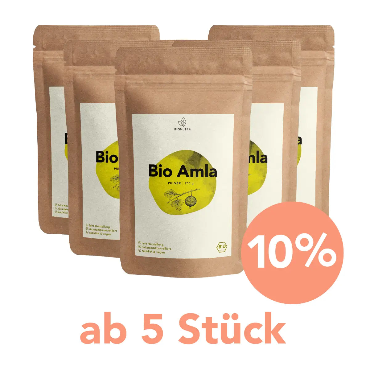 bio amla pulver – 5er-Vorratspackung à 250 g mit 10 % Rabatt ab 5 Stück, vegan und Ohne Zusatzstoffe