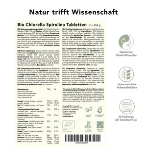 Bio Chlorella Spirulina Tabletten 250g_Etikett