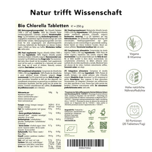 Bio Chlorella Tabletten 250g, Etikett