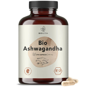Bio Ashwagandha_Kapseln–hochdosiert, 270 Stück in brauner PET-Dose, 650 mg pro Kapsel
