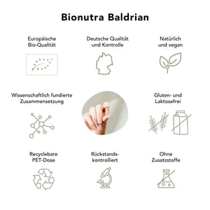 Baldrian Kapseln: bio, vegan, rueckstandskontroliert, ohne Zusatzstoffe, Gluten und Laktosefrei
