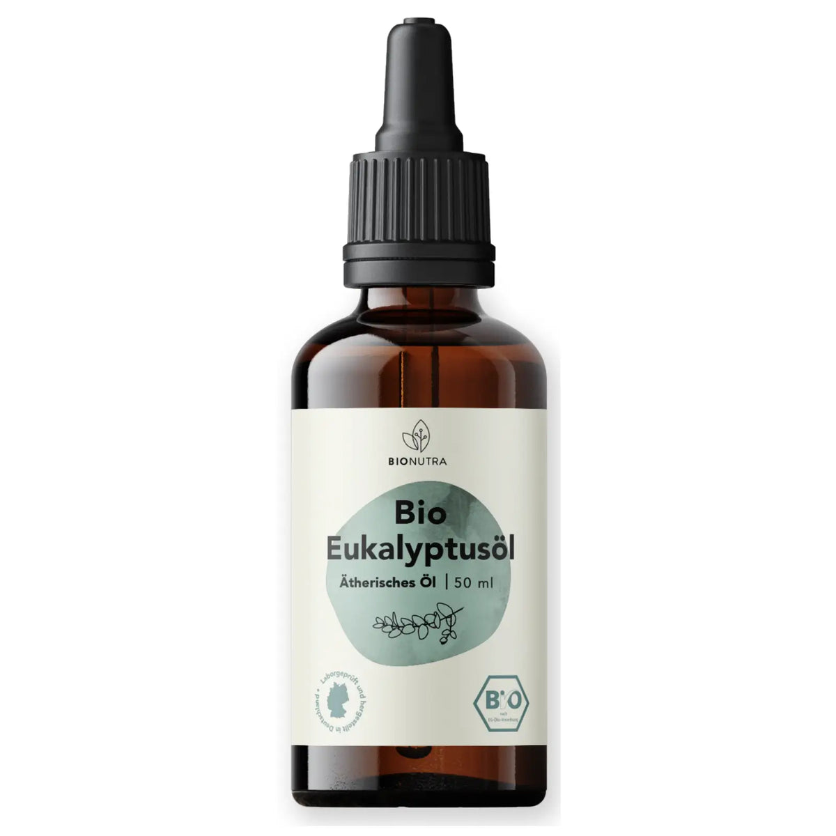 Bio Eukalyptusöl – ätherisches Öl in Lebensmittelqualität, 50 ml im Braunglasfläschchen mit Pipette, naturrein, ohne Zusatzstoffe, vegan