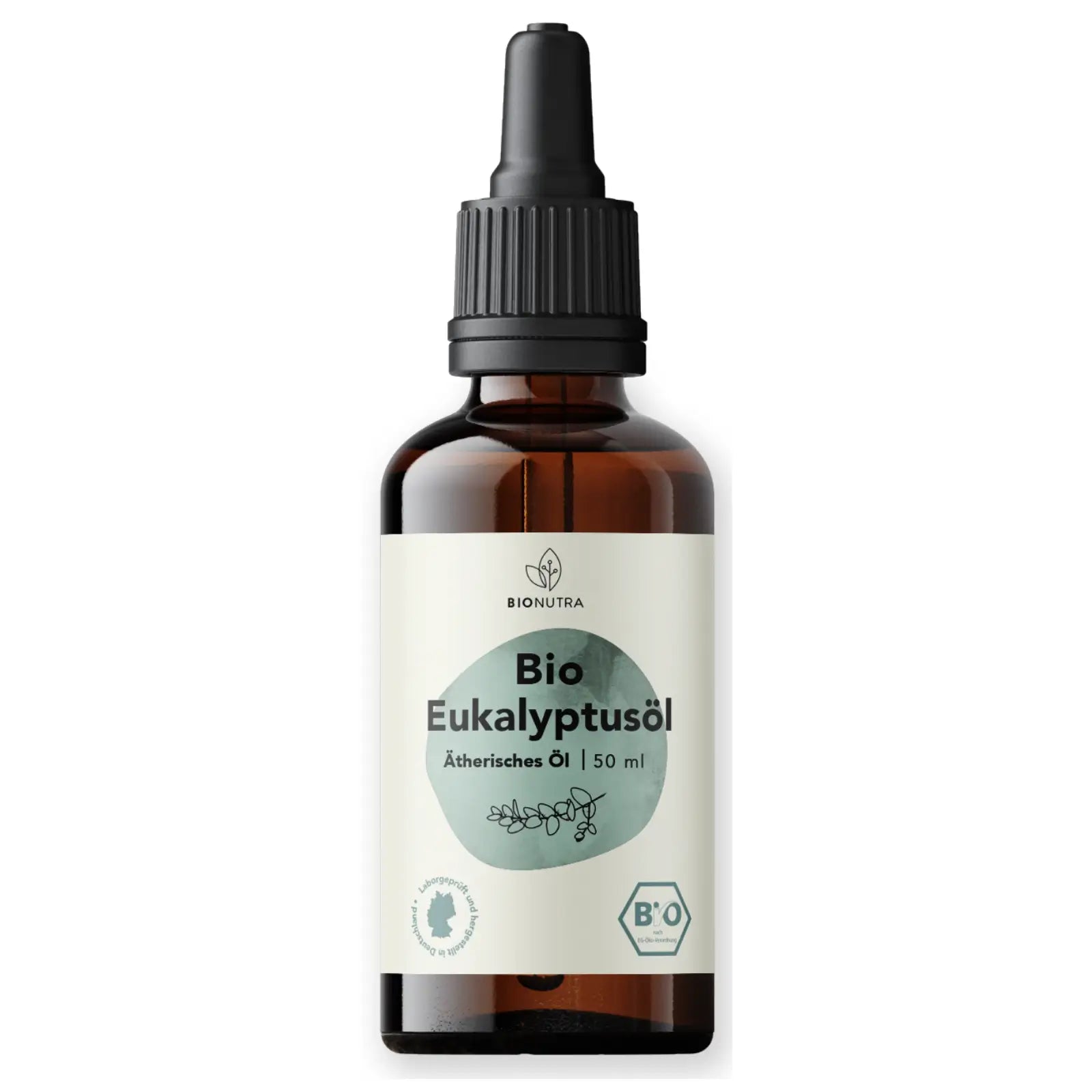 Bio Eukalyptusöl – ätherisches Öl in Lebensmittelqualität, 50 ml im Braunglasfläschchen mit Pipette, naturrein, ohne Zusatzstoffe, vegan