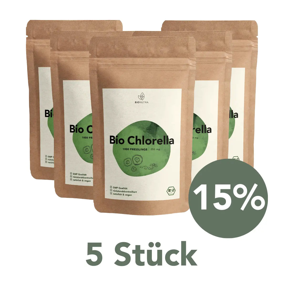 Organic Chlorella tablets / pellets, membrane-broken 