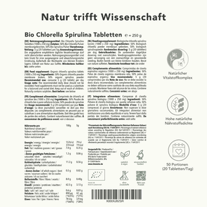Organic Chlorella-Spirulina tablets / pellets, membrane-broken 