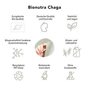 Bio Chaga Kapseln: bio, vegan, rueckstandskontroliert, ohne Zusatzstoffe, Gluten und Laktosefrei