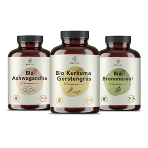 Bionutra Frauen Power Kur enthält Bio Kurkuma Gerstengras Kapseln, Bio Ashwagandha Kapseln, Bio Brennnessel Kapseln