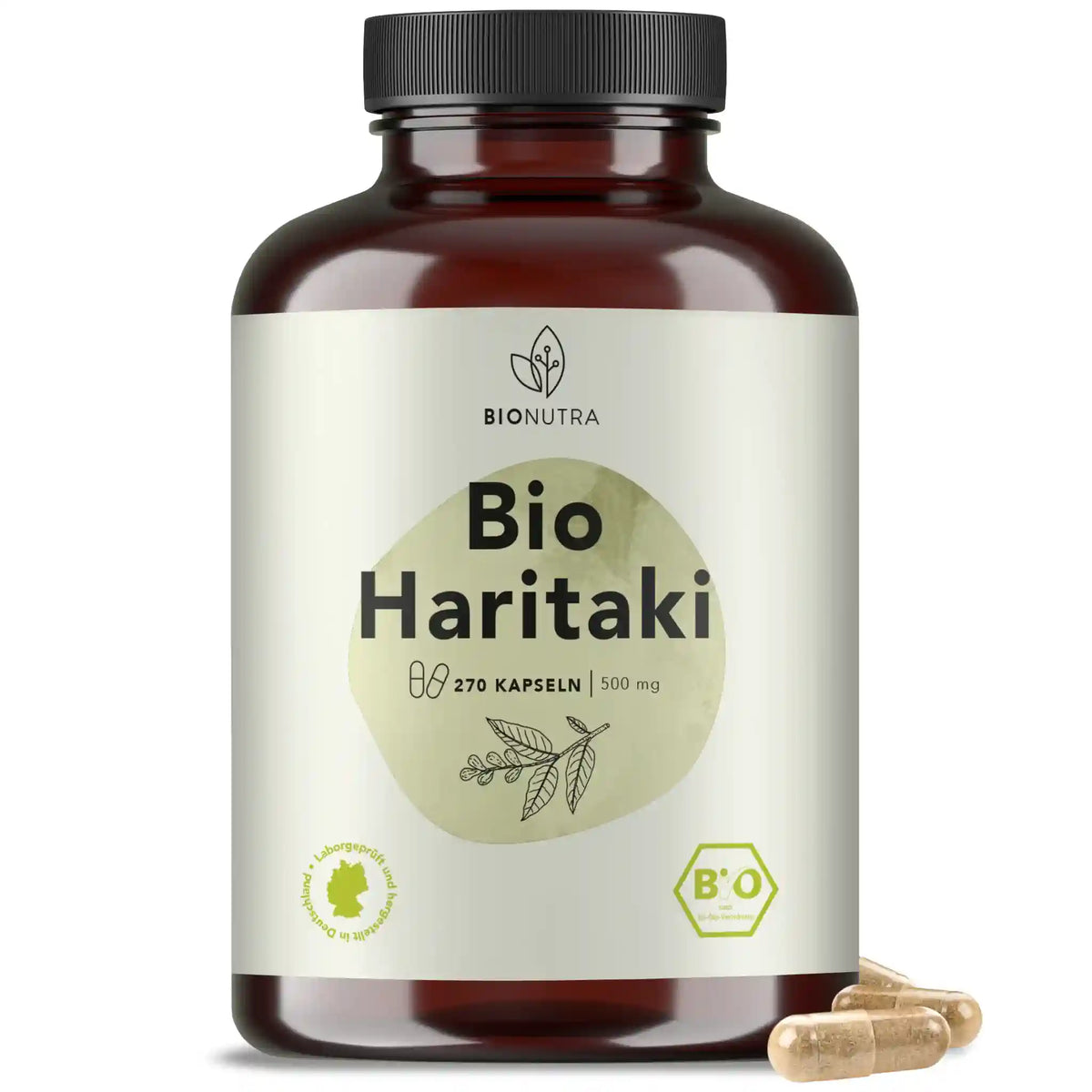 Bio Haritaki Kapseln – 270 Stück in PET-Dose, vegane HPMC-Kapseln