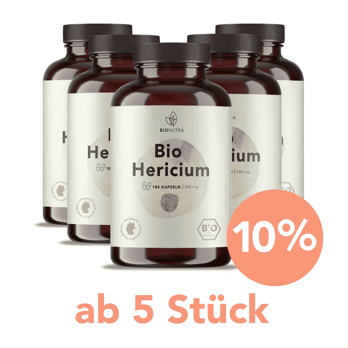  Hericium kapseln – 5er-Vorratspackung à 180 Stück mit 10 % Rabatt ab 5 Stück, vegan und hochdosiert
