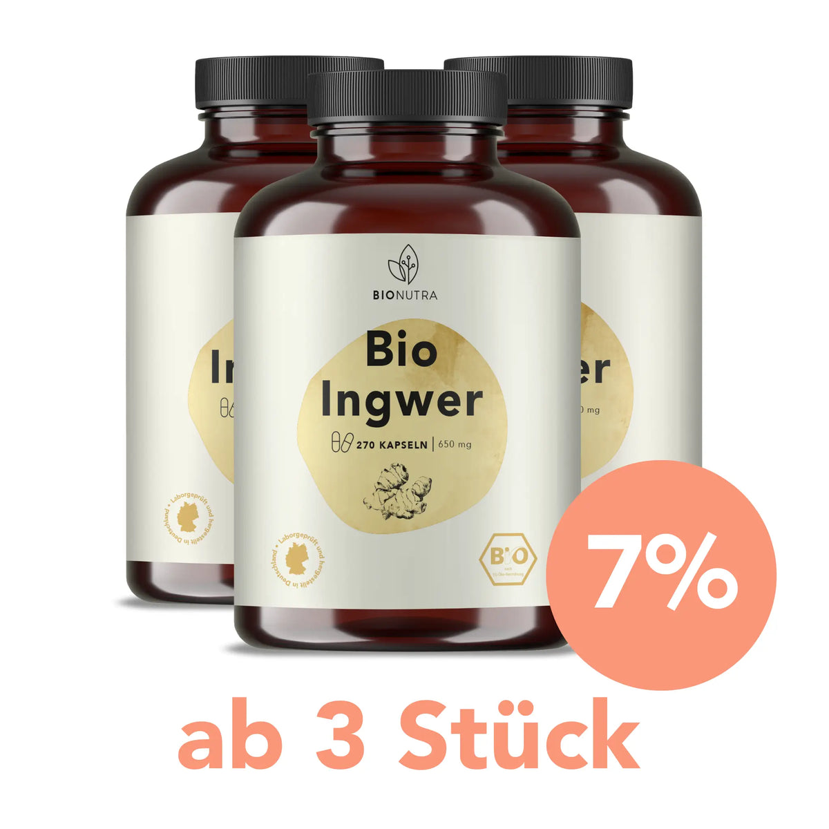 Vorratspackungen: 3er-Set Bio Ingwer Kapseln  à 270 Stück