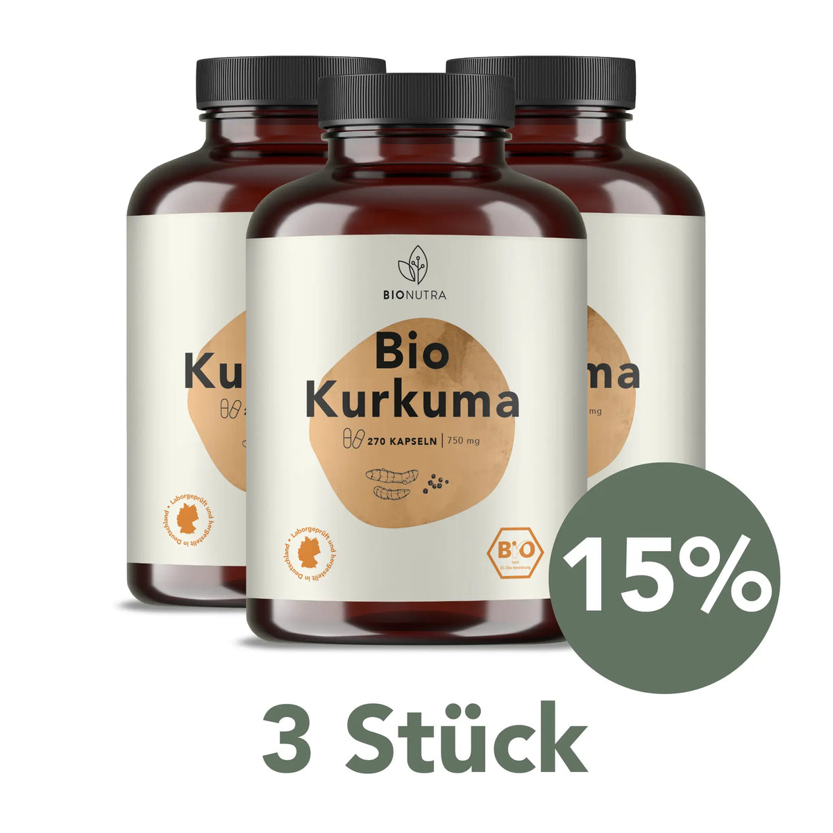 Organic turmeric capsules with black pepper 