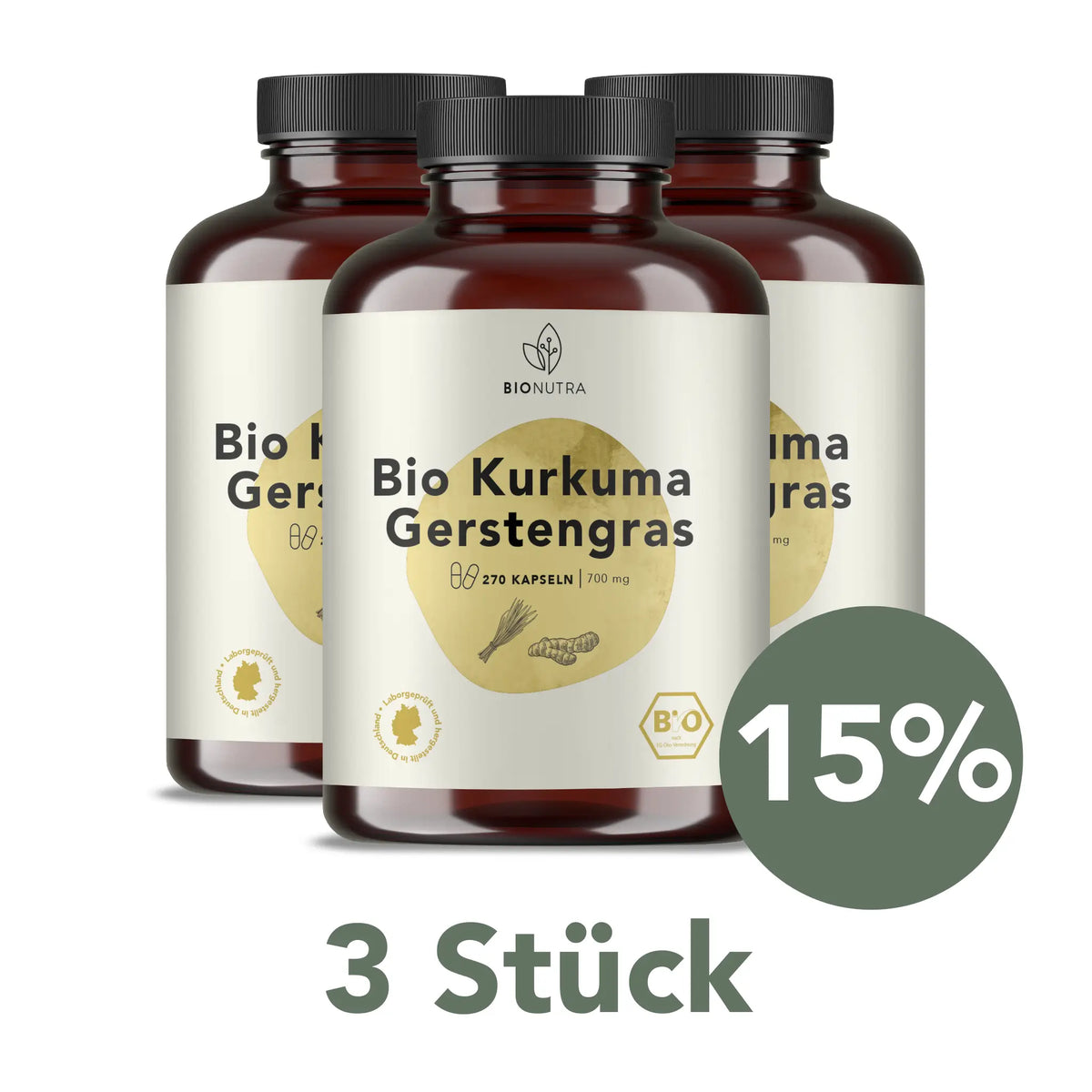 Bio Kurkuma Gerstengras Kapseln