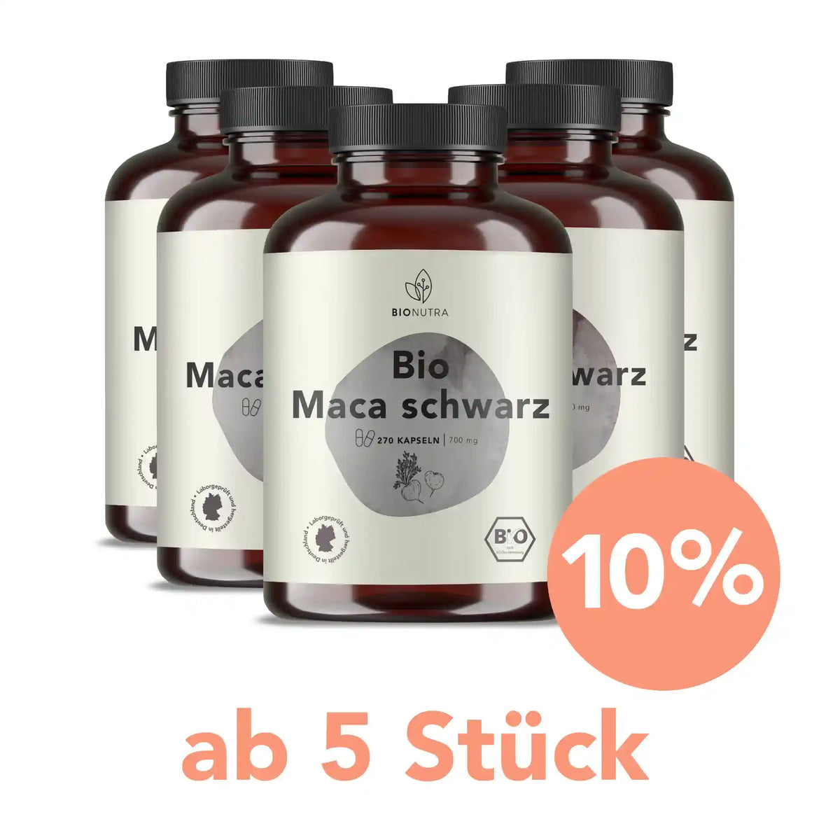 bio schwarze maca Kapseln – 5er-Vorratspackung à 270 Stück mit 10 % Rabatt ab 5 Stück, vegan und hochdosiert