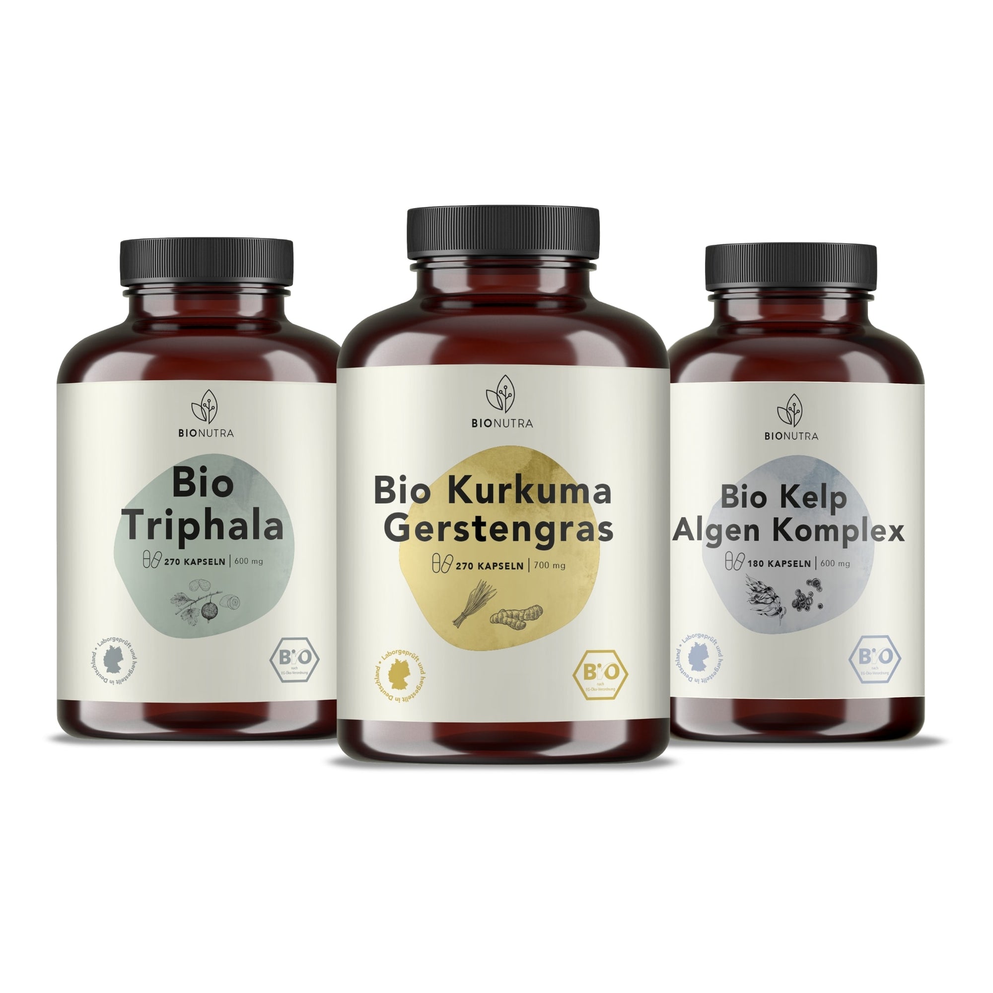 Bionutra Schönheit Kur enthält Bio Kurkuma Gerstengras Kapsel, Bio Triphala Kapseln, Bio Kelp Jod Algen Komplex Kapseln