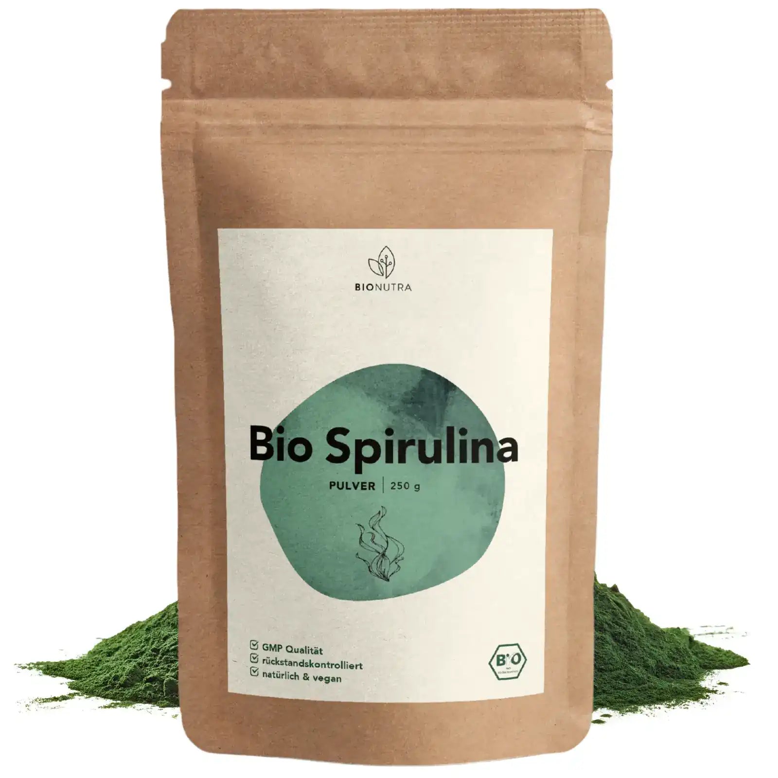 Spirulina Pulver– 250 g veganes algen presslinge im umweltfreundlichen Beutel, ohne Zusatzstoffe