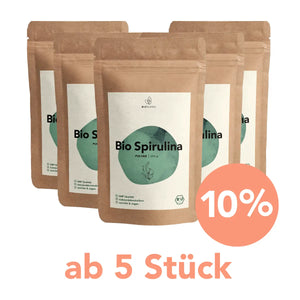 Sparangebot Spirulina Pulver – 5er-Pack mit 10 % Rabatt ab 5 Stück, je 250 g Beutel