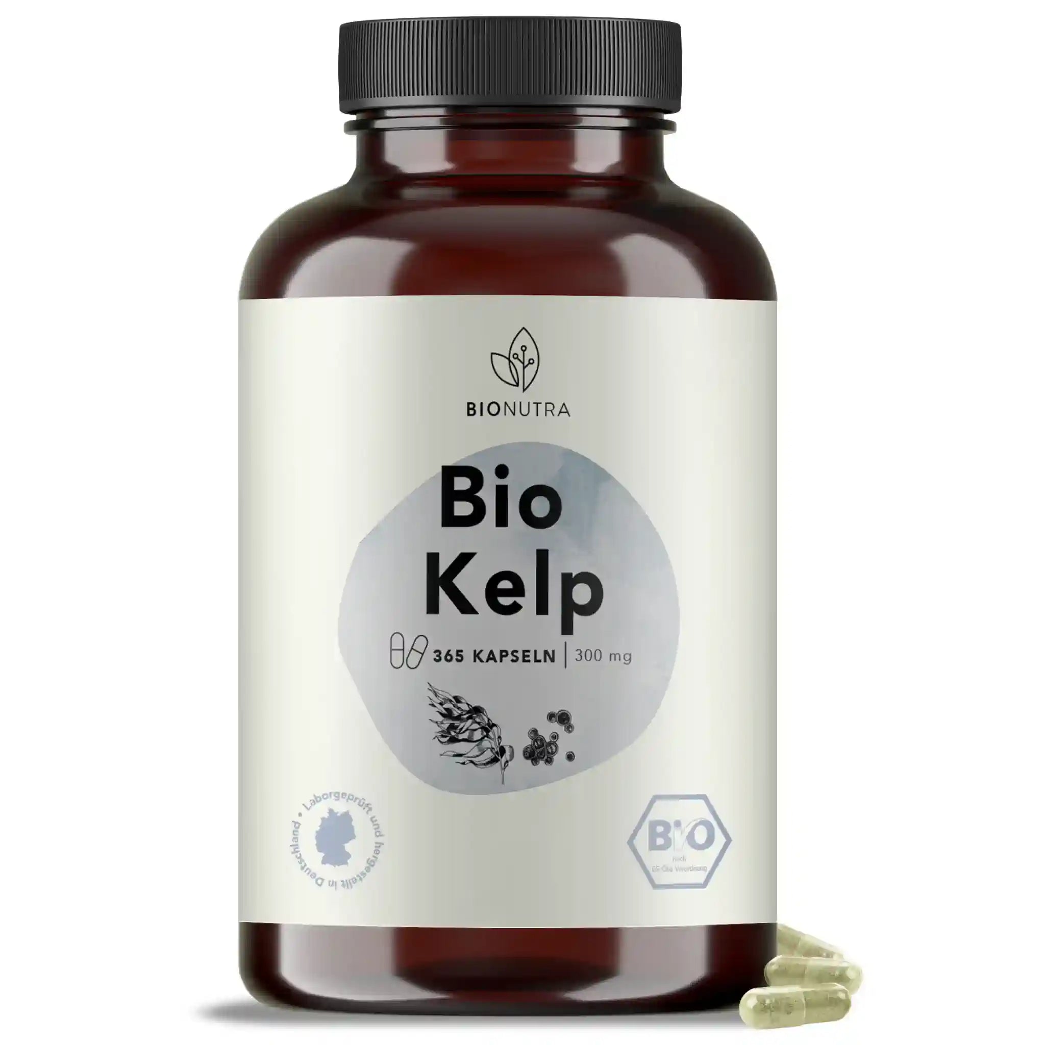 Bio Kelp Kapseln – 200 µg Jod, aus atlantischem Kelp, DE-Herstellung