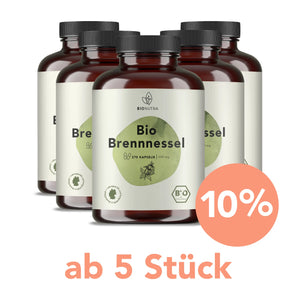 bio Brennnessel Kapseln – 5er-Vorratspackung à 270 Stück mit 10 % Rabatt ab 5 Stück, vegan und hochdosiert