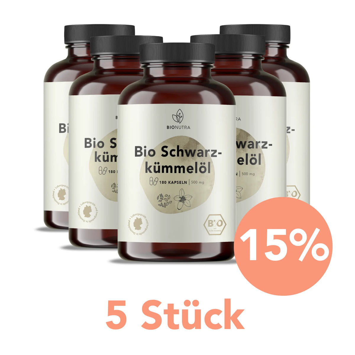 Schwarzkümmelöl_Kapseln – 5er-Vorratspackung à 180 Stück mit 10 % Rabatt ab 5 Stück, vegan und hochdosiert