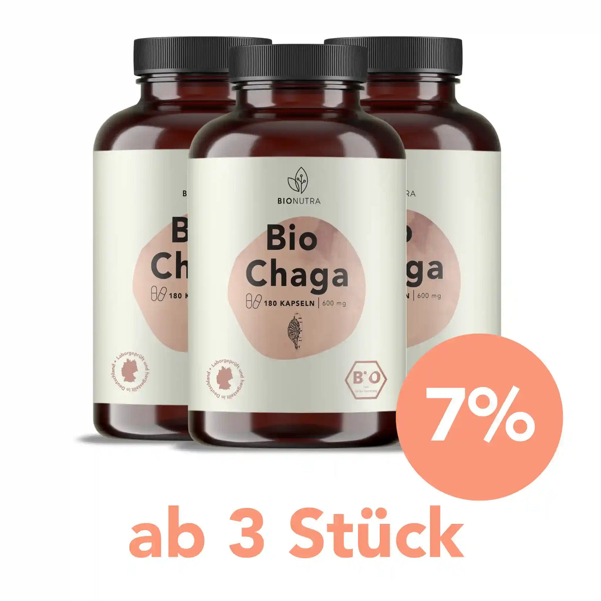bio chaga pilz Kapseln – 3er-Vorratspackung à 180 Stück mit 7 % Rabatt ab 3 Stück, vegan und hochdosiert
