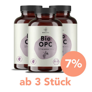 Vorratspackungen: 3er-bio opc kapseln à 180 Stück mit 7 % Rabatt ab 3 Stück, vegan und hochdosiert

