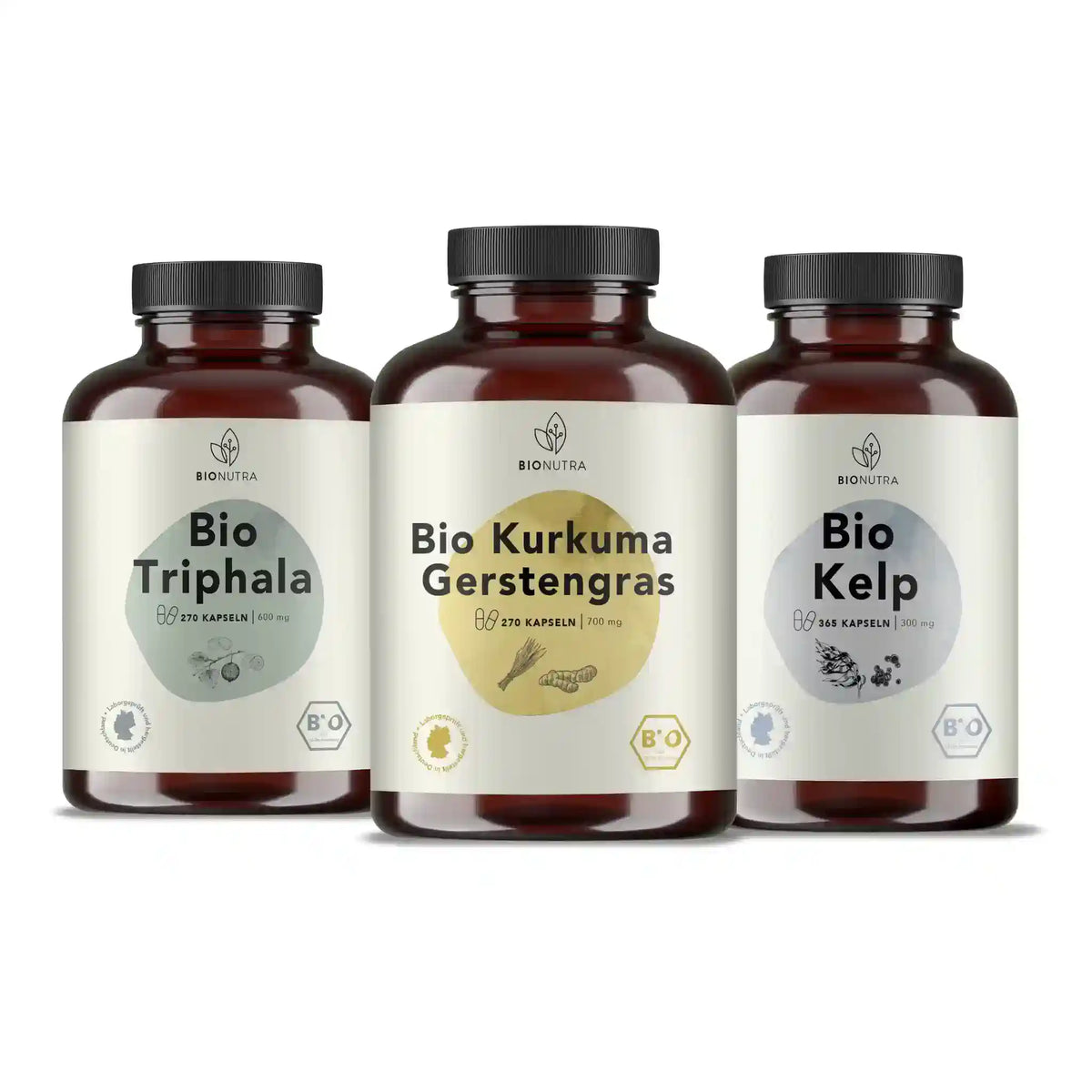 Schönheit Kur enthält Bio Kurkuma Gerstengras Kapsel, Bio Triphala Kapseln, Bio Kelp Jod Algen Kapseln