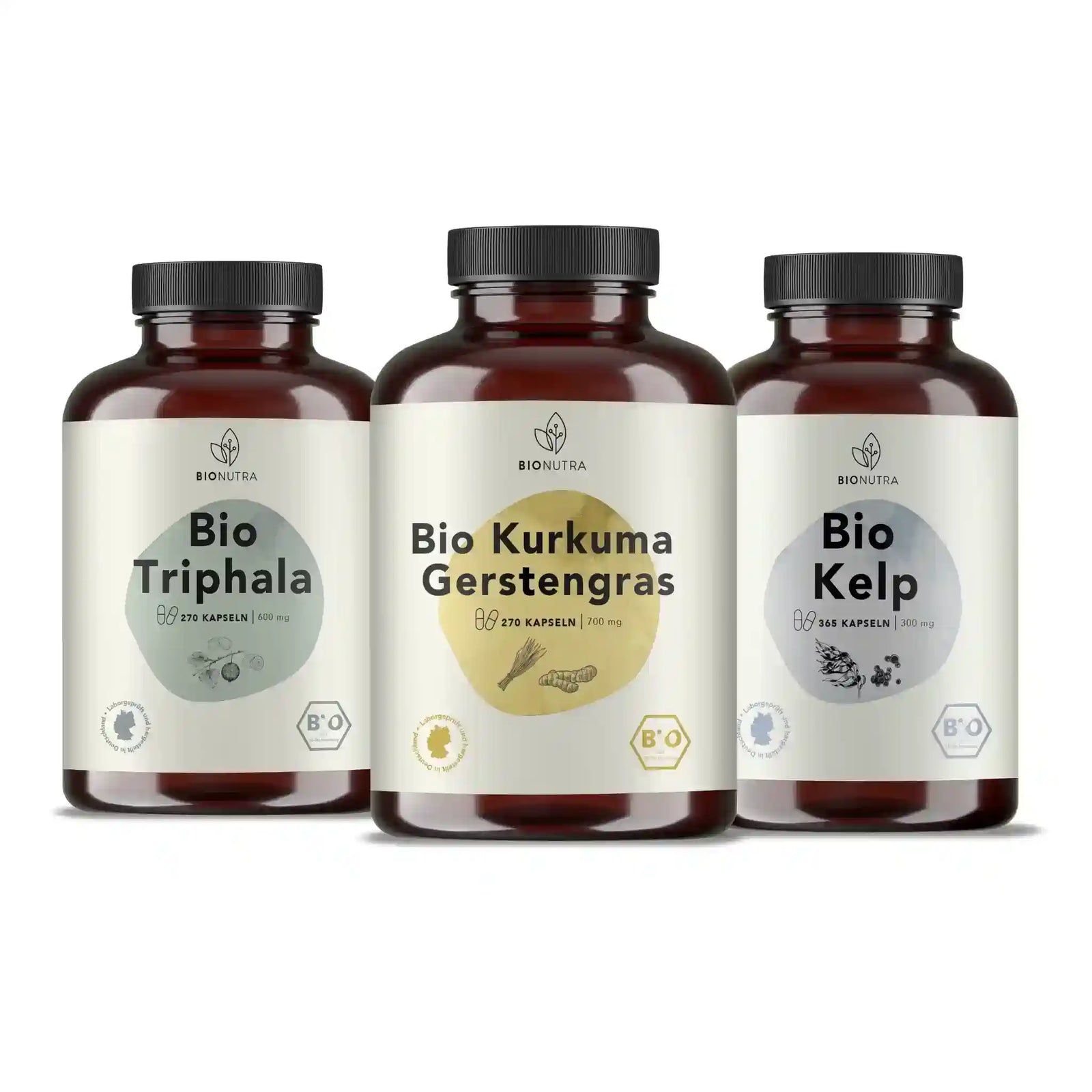 Schönheit Kur enthält Bio Kurkuma Gerstengras Kapsel, Bio Triphala Kapseln, Bio Kelp Jod Algen Kapseln