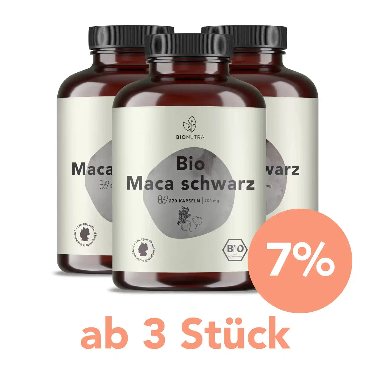 bio schwarze maca Kapseln – 3er-Vorratspackung à 270 Stück mit 7 % Rabatt ab 3 Stück, vegan und hochdosiert
