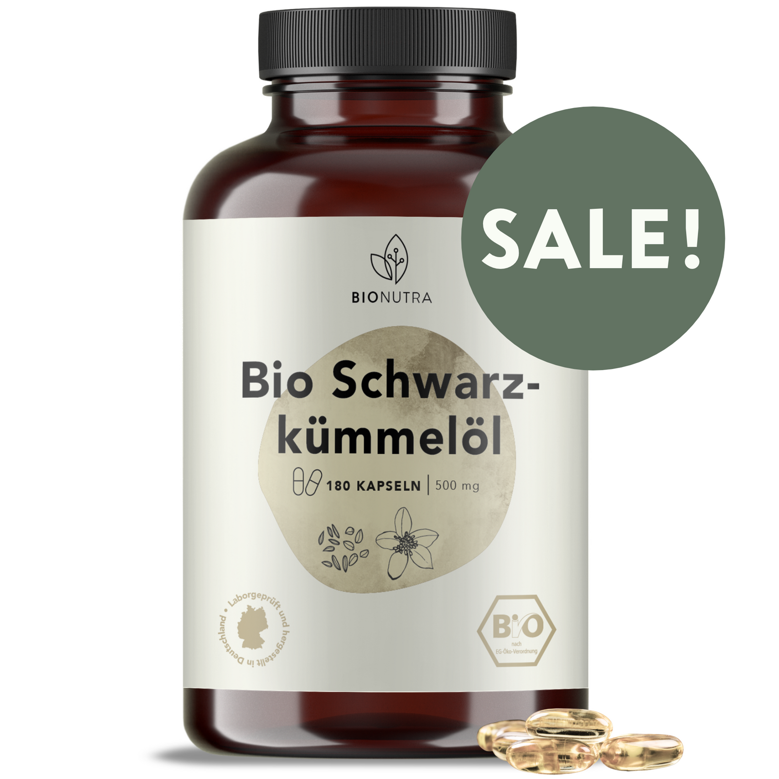 Bio Schwarzkümmelöl Kapseln, kaltgepresstes gefiltertes ägyptisches Öl